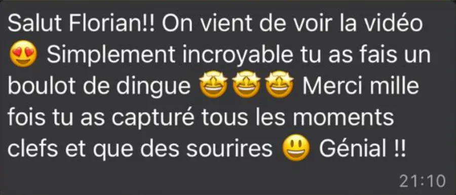 Avis de mariés sur leur film de mariage : notre vidéo est magnifique, un boulot de dingue